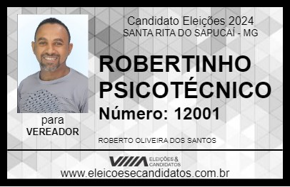 Candidato ROBERTINHO PSICOTÉCNICO 2024 - SANTA RITA DO SAPUCAÍ - Eleições