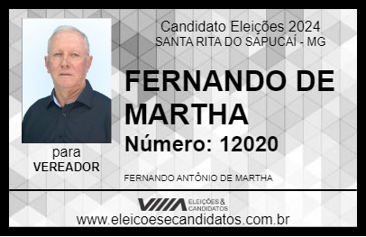 Candidato FERNANDO DE MARTHA 2024 - SANTA RITA DO SAPUCAÍ - Eleições