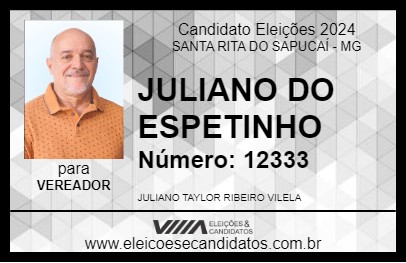 Candidato JULIANO DO ESPETINHO 2024 - SANTA RITA DO SAPUCAÍ - Eleições