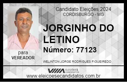 Candidato JORGINHO DO LETINO 2024 - CORDISBURGO - Eleições