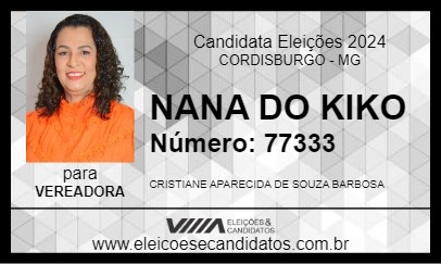 Candidato NANA DO KIKO 2024 - CORDISBURGO - Eleições