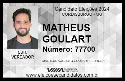 Candidato MATHEUS GOULART 2024 - CORDISBURGO - Eleições