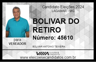 Candidato BOLIVAR DO RETIRO 2024 - LAGAMAR - Eleições