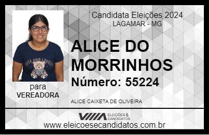 Candidato ALICE DO MORRINHOS 2024 - LAGAMAR - Eleições