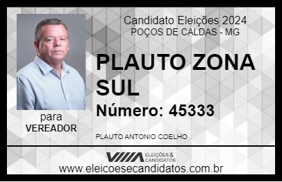 Candidato PLAUTO ZONA SUL 2024 - POÇOS DE CALDAS - Eleições