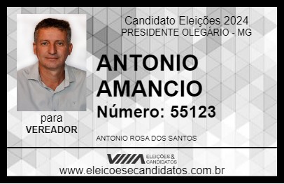 Candidato ANTONIO AMANCIO 2024 - PRESIDENTE OLEGÁRIO - Eleições