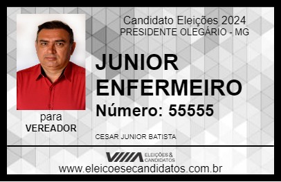 Candidato JUNIOR ENFERMEIRO 2024 - PRESIDENTE OLEGÁRIO - Eleições