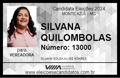 Candidato SILVANA QUILOMBOLAS 2024 - MONTE AZUL - Eleições