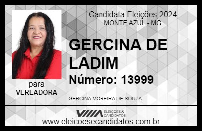 Candidato GERCINA DE LADIM 2024 - MONTE AZUL - Eleições