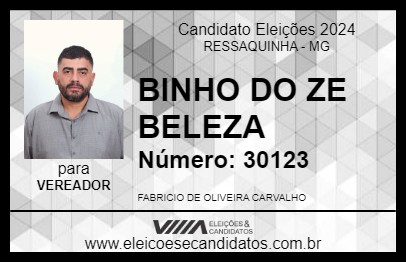 Candidato BINHO DO ZE BELEZA 2024 - RESSAQUINHA - Eleições