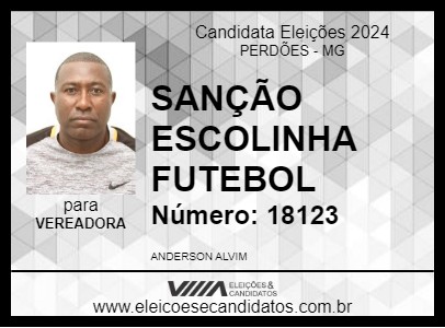 Candidato SANÇÃO ESCOLINHA FUTEBOL 2024 - PERDÕES - Eleições