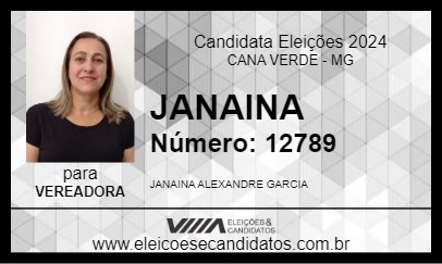 Candidato JANAINA 2024 - CANA VERDE - Eleições