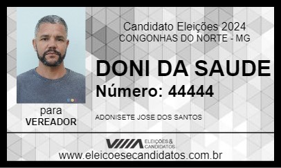 Candidato DONI DA SAUDE 2024 - CONGONHAS DO NORTE - Eleições