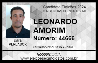 Candidato LEONARDO AMORIM 2024 - CONGONHAS DO NORTE - Eleições