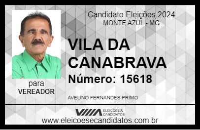 Candidato VILA DA CANABRAVA 2024 - MONTE AZUL - Eleições