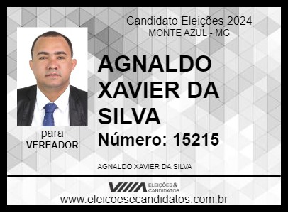 Candidato AGNALDO XAVIER DA SILVA 2024 - MONTE AZUL - Eleições