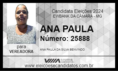 Candidato ANA PAULA 2024 - EWBANK DA CÂMARA - Eleições