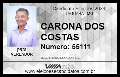 Candidato CARONA DOS COSTAS 2024 - ITAGUARA - Eleições