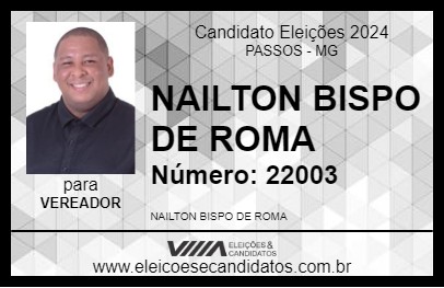 Candidato NAILTON BISPO DE ROMA 2024 - PASSOS - Eleições