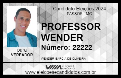 Candidato PROFESSOR WENDER 2024 - PASSOS - Eleições