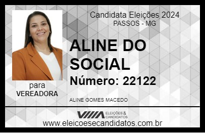 Candidato ALINE DO SOCIAL 2024 - PASSOS - Eleições