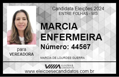 Candidato MARCIA ENFERMEIRA 2024 - ENTRE FOLHAS - Eleições