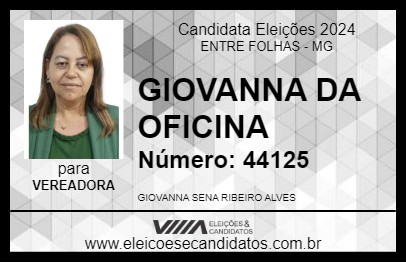 Candidato GIOVANNA DA OFICINA 2024 - ENTRE FOLHAS - Eleições