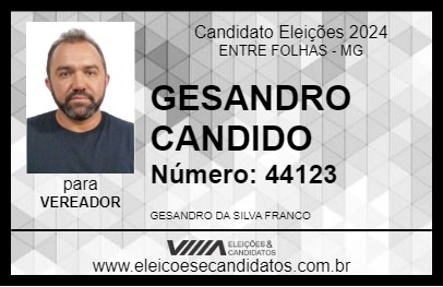 Candidato GESANDRO CANDIDO 2024 - ENTRE FOLHAS - Eleições