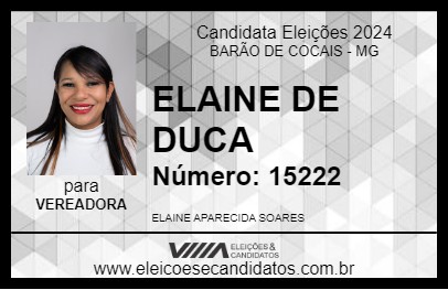 Candidato ELAINE DE DUCA 2024 - BARÃO DE COCAIS - Eleições