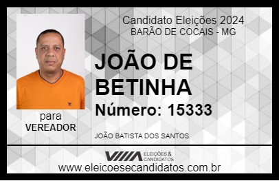 Candidato JOÃO DE BETINHA 2024 - BARÃO DE COCAIS - Eleições