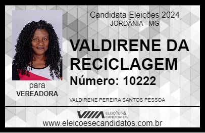 Candidato VALDIRENE DA RECICLAGEM 2024 - JORDÂNIA - Eleições