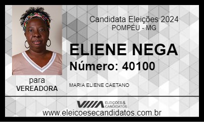 Candidato ELIENE NEGA 2024 - POMPÉU - Eleições