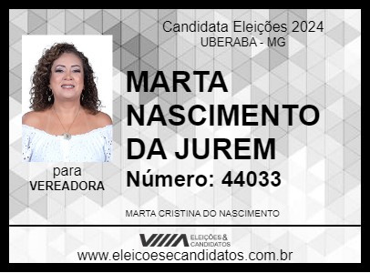 Candidato MARTA NASCIMENTO DA JUREM 2024 - UBERABA - Eleições