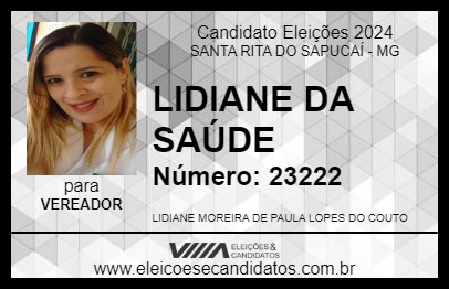 Candidato LIDIANE MOREIRA 2024 - SANTA RITA DO SAPUCAÍ - Eleições