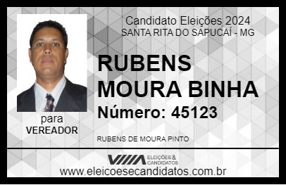 Candidato RUBENS MOURA BINHA 2024 - SANTA RITA DO SAPUCAÍ - Eleições