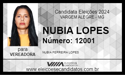 Candidato NUBIA LOPES 2024 - VARGEM ALEGRE - Eleições