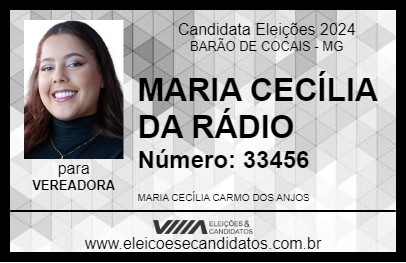 Candidato MARIA CECÍLIA DA RÁDIO 2024 - BARÃO DE COCAIS - Eleições