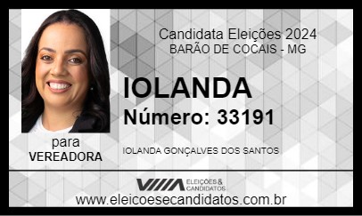 Candidato IOLANDA 2024 - BARÃO DE COCAIS - Eleições