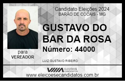 Candidato GUSTAVO DO BAR DA ROSA 2024 - BARÃO DE COCAIS - Eleições