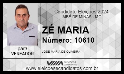 Candidato ZÉ MARIA 2024 - IMBÉ DE MINAS - Eleições