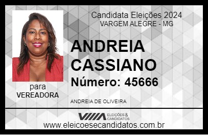 Candidato ANDREIA CASSIANO 2024 - VARGEM ALEGRE - Eleições