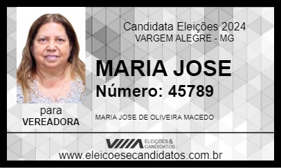 Candidato MARIA JOSE 2024 - VARGEM ALEGRE - Eleições