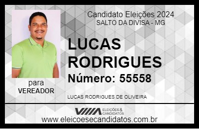 Candidato LUCAS RODRIGUES 2024 - SALTO DA DIVISA - Eleições