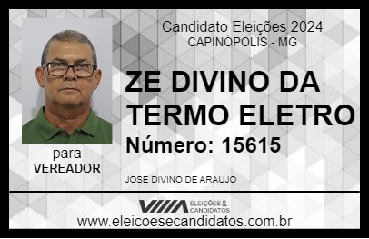 Candidato ZE DIVINO DA TERMO ELETRO 2024 - CAPINÓPOLIS - Eleições