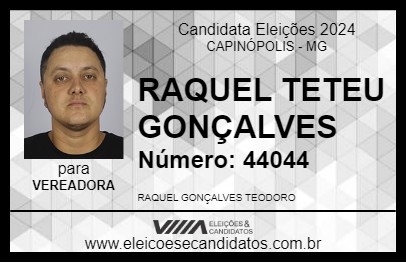 Candidato RAQUEL TETEU GONÇALVES 2024 - CAPINÓPOLIS - Eleições