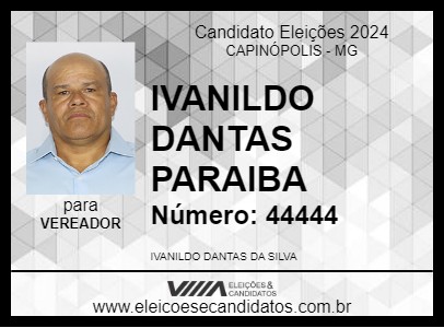 Candidato IVANILDO DANTAS PARAIBA 2024 - CAPINÓPOLIS - Eleições