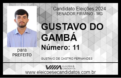 Candidato GUSTAVO DO GAMBÁ 2024 - SENADOR FIRMINO - Eleições