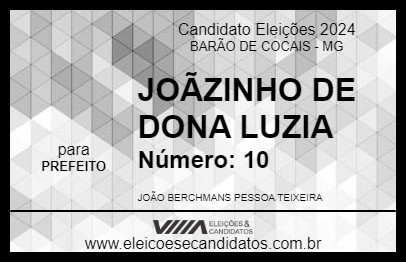 Candidato JOÃOZINHO DE DONA LUZIA 2024 - BARÃO DE COCAIS - Eleições