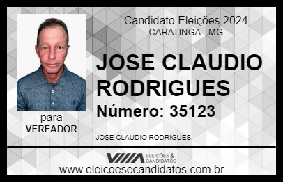 Candidato JOSE CLAUDIO RODRIGUES 2024 - CARATINGA - Eleições