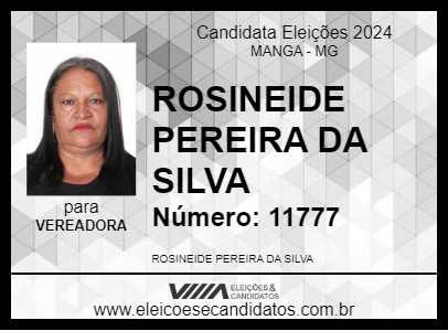 Candidato ROSINEIDE PEREIRA DA SILVA 2024 - MANGA - Eleições